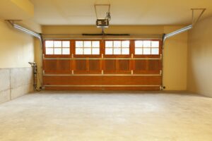 Interior of an empty domestic garage.